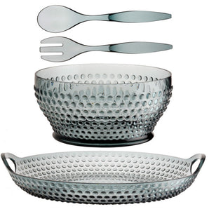 LUX SALAD BOWL + CUTLERY + TRAY ROUND - LAGOON