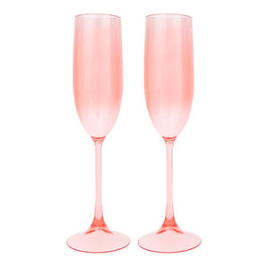 POOLSIDE CHAMPAGNE FLUTES POWDER PINK SET OF 2