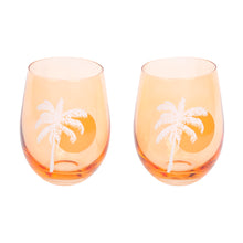 CHEERS STEMLESS GLASS TUMBLERS DESERT PALMS - PEACHY PINK SET OF 2