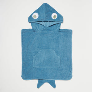 BEACH HOODED TOWEL SHARK TRIBE DEEP BLUE